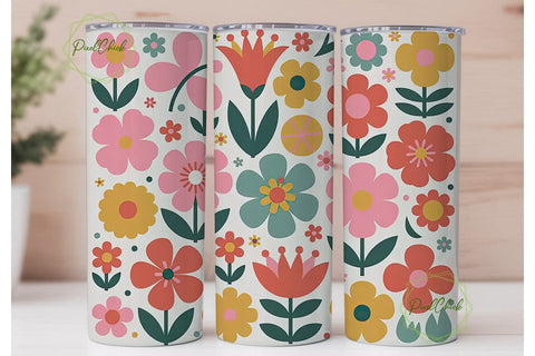 Retro Floral 20oz Tumbler Wrap Sublimation PixelChick 