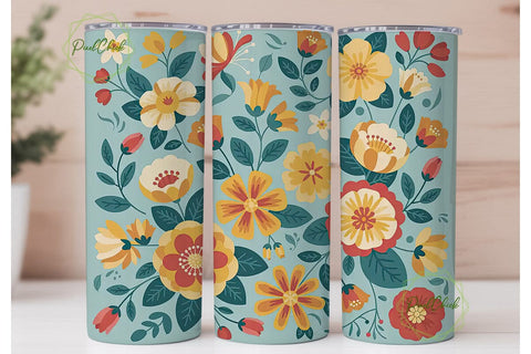 Retro Floral 20oz Tumbler Wrap Sublimation PixelChick 