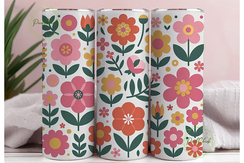 Retro Floral 20oz Tumbler Wrap Sublimation PixelChick 