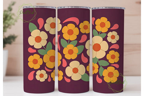 Retro Floral 20oz Tumbler Wrap Sublimation PixelChick 