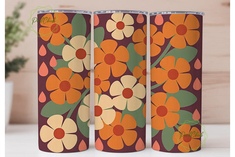 Retro Floral 20oz Tumbler Wrap Sublimation PixelChick 