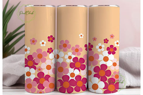 Retro Floral 20oz Tumbler Wrap Sublimation PixelChick 