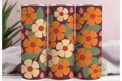 Retro Floral 20oz Tumbler Wrap Sublimation PixelChick 