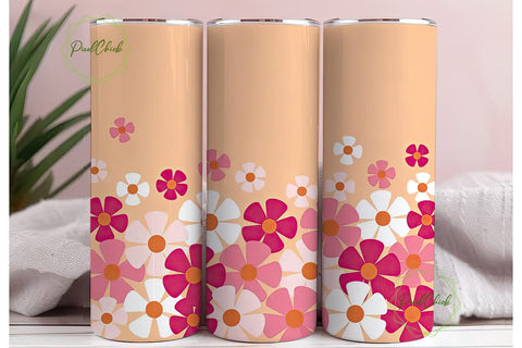 Retro Floral 20oz Tumbler Wrap Sublimation PixelChick 