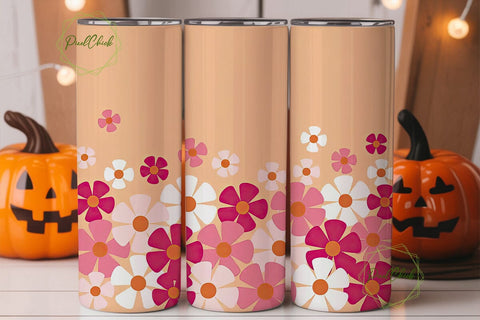 Retro Floral 20oz Tumbler Wrap Sublimation PixelChick 