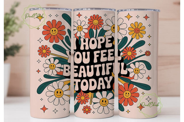 Retro Floral 20oz Tumbler Wrap Sublimation PixelChick 