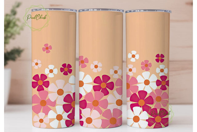 Retro Floral 20oz Tumbler Wrap Sublimation PixelChick 