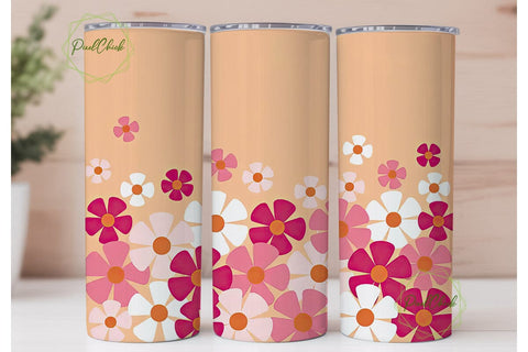 Retro Floral 20oz Tumbler Wrap Sublimation PixelChick 