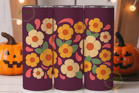 Retro Floral 20oz Tumbler Wrap Sublimation PixelChick 