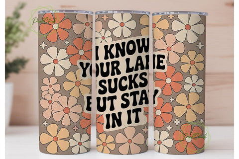 Retro Floral Cheeky Quote 20oz Tumbler Sublimation PixelChick 
