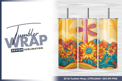 Retro floral design tumbler png illustration Sublimation Regulrcrative 