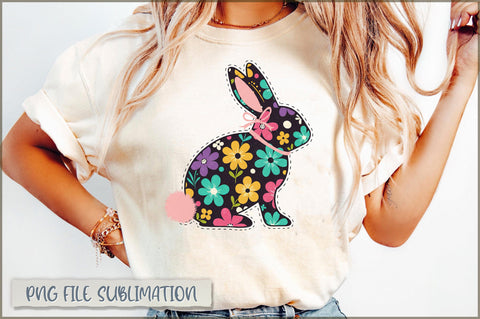 Retro floral Easter Bunny PNG Sublimation Shetara Begum 