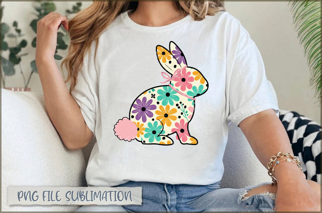 Retro floral Easter Bunny PNG Sublimation Shetara Begum 