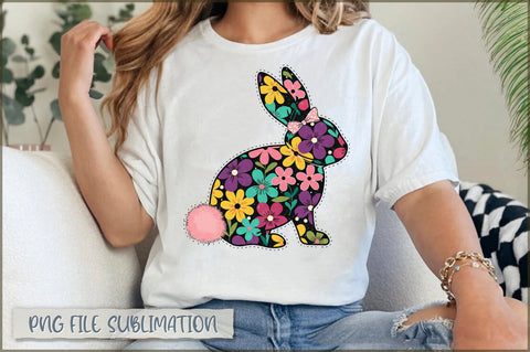 Retro floral Easter Bunny PNG Sublimation Shetara Begum 