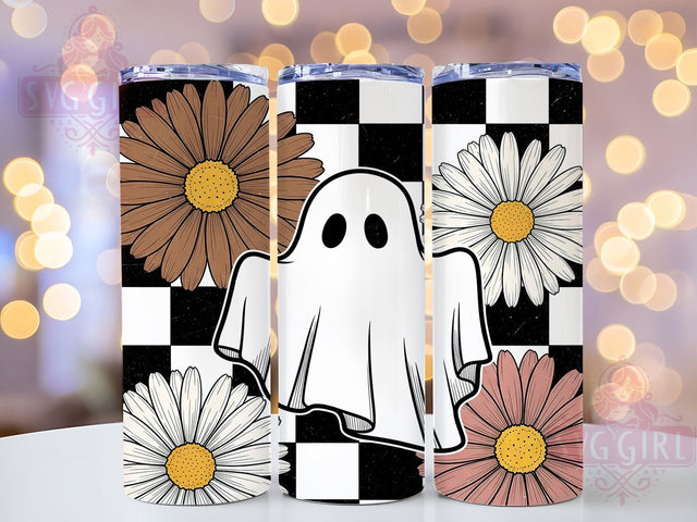 Retro Floral Ghost Fall Tumbler Wrap, Halloween Floral Wrap, Fall Ghost Cup, 20oz Sublimation, Vintage Halloween Mug, Floral Ghost Design, Spooky Fall Tumbler Sublimation SvggirlplusArt 