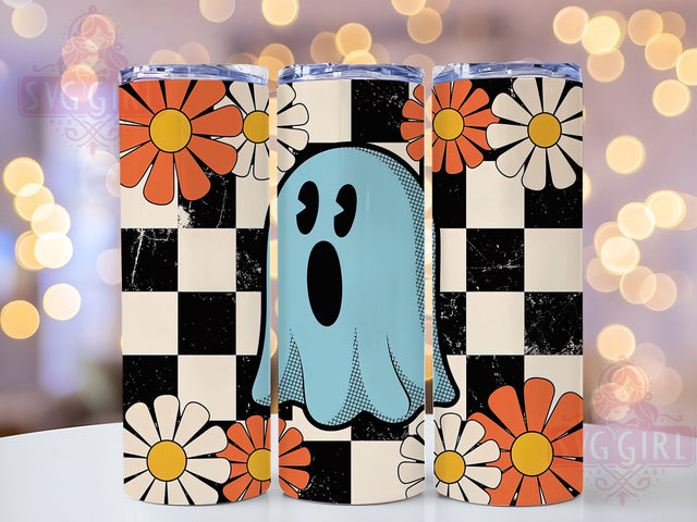 Retro Floral Ghost Halloween Tumbler, Halloween Flower Cup, 20Oz Sublimation Wrap, Vintage Floral Ghost Mug, Retro Spooky Drinkware, Flower Halloween Tumbler, Cute Ghost Floral Design Sublimation SvggirlplusArt 
