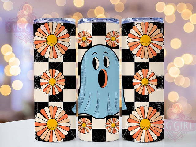 Retro Floral Ghost Halloween Tumbler, Halloween Flower Cup, 20Oz Sublimation Wrap, Vintage Floral Ghost Mug, Retro Spooky Drinkware, Flower Halloween Tumbler, Cute Ghost Floral Design Sublimation SvggirlplusArt 
