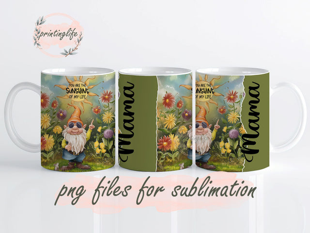 Retro floral Hippie Gnome Mug Wrap Design, Instant Digital Design Download Mug Wrap Design, Mug Design PNG Sublimation PrintingLife 