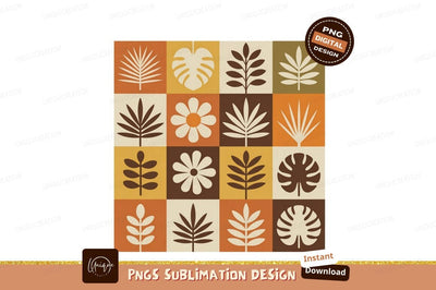 Retro Floral Leaf Pattern botanical Sublimation Designangry 