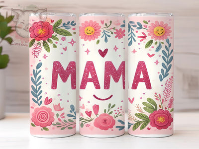 Retro Floral Mama 20oz Tumbler Png, Straight & Tapered Tumbler Png, Glitter Flower Tumbler Png, Digital Download PNG Sublimation Lara' s Designs 