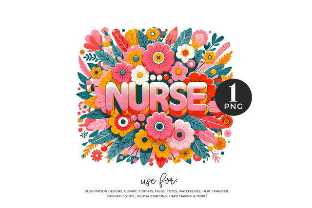 Retro Floral Nurse Sublimation PNG, Cute Nurse Shirt PNG Sublimation BijouBay 
