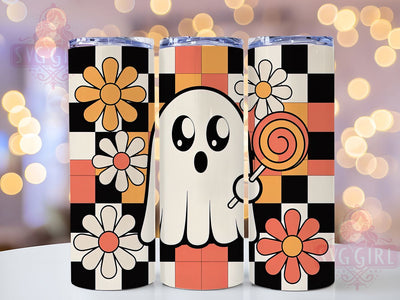 Retro Floral Pastel Ghost Tumbler, Floral Halloween Cup, Seamless Ghost Design, 20oz Sublimation PNG, Pastel Spooky Tumbler, Cute Ghost Wrap, Vintage Halloween Drinkware Sublimation SvggirlplusArt 