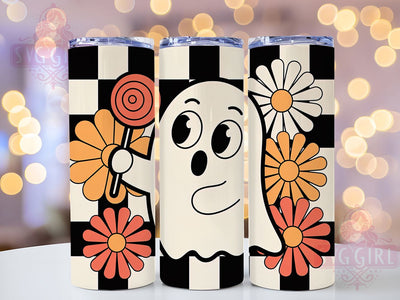 Retro Floral Pastel Ghost Tumbler, Floral Halloween Cup, Seamless Ghost Design, 20oz Sublimation PNG, Pastel Spooky Tumbler, Cute Ghost Wrap, Vintage Halloween Drinkware Sublimation SvggirlplusArt 