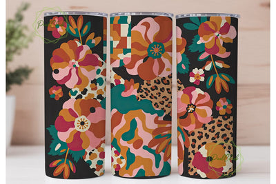 Retro Floral Patchwork 20oz Tumbler Wrap Sublimation PixelChick 