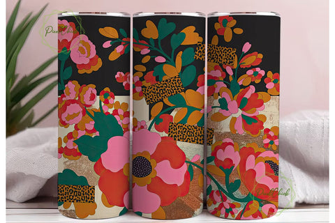 Retro Floral Patchwork 20oz Tumbler Wrap Sublimation PixelChick 
