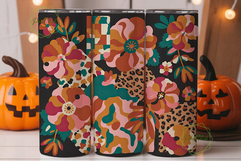 Retro Floral Patchwork 20oz Tumbler Wrap Sublimation PixelChick 