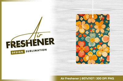 Retro Floral Pattern with Yellow Orange and Blue Flowers Hearts and Crosses Sublimation Regulrcrative 