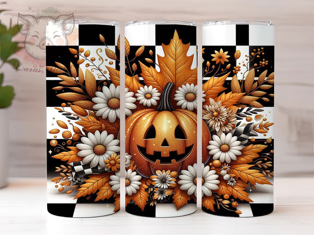 Retro Floral Pumpkin Fall Tumbler, Retro Halloween, Cute Fall Wrap, 20Oz Tumbler, Sublimation Design, Autumn Aesthetic, Vintage Vibes Sublimation Lara' s Designs 