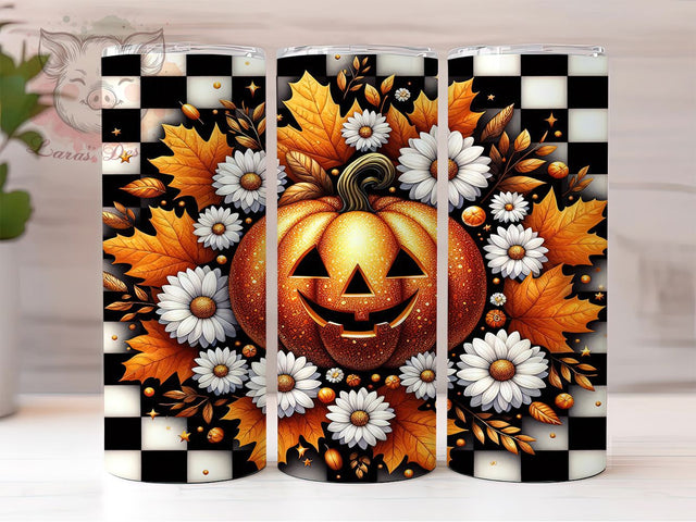Retro Floral Pumpkin Fall Tumbler, Retro Halloween, Cute Fall Wrap, 20Oz Tumbler, Sublimation Design, Autumn Aesthetic, Vintage Vibes Sublimation Lara' s Designs 