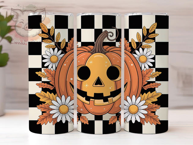 Retro Floral Pumpkin Fall Tumbler, Retro Halloween, Cute Fall Wrap, 20Oz Tumbler, Sublimation Design, Autumn Aesthetic, Vintage Vibes Sublimation Lara' s Designs 