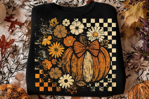 Retro Floral Pumpkin PNG Sublimation SVG DesignDestine 