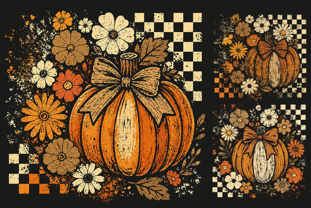 Retro Floral Pumpkin PNG Sublimation SVG DesignDestine 