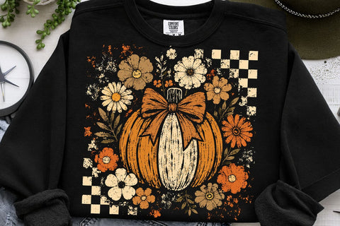 Retro Floral Pumpkin PNG Sublimation SVG DesignDestine 