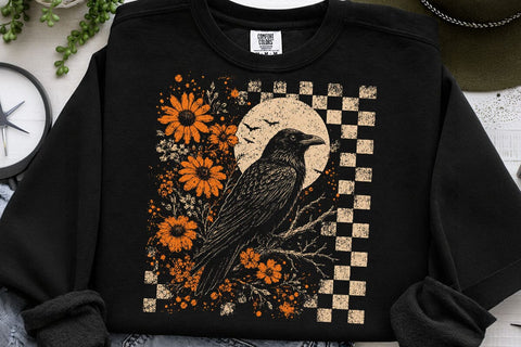 Retro Floral Raven Crow PNG Design SVG DesignDestine 