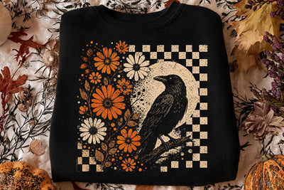 Retro Floral Raven Crow PNG Design SVG DesignDestine 