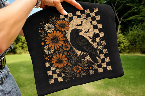 Retro Floral Raven Crow PNG Design SVG DesignDestine 