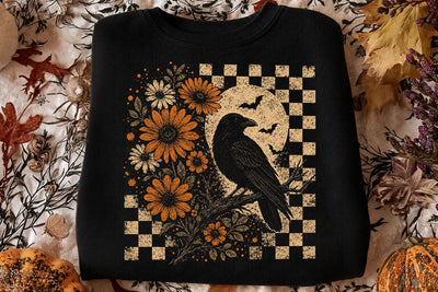 Retro Floral Raven Crow PNG Design SVG DesignDestine 