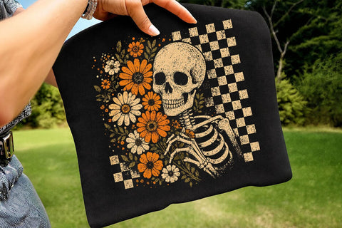 Retro Floral Skeleton Halloween PNG SVG DesignDestine 