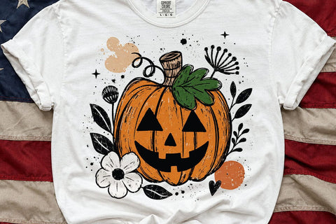 Retro Floral Skull Pumpkin PNG SVG DesignDestine 
