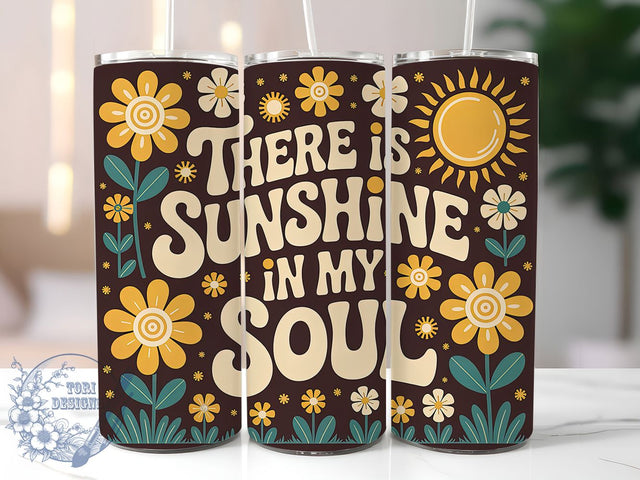 Retro Floral Sunshine 20oz Tumbler, Sunshine Soul Wrap, 20oz Skinny Tumbler, Groovy Floral PNG, Vintage Sunshine Sublimation, Retro Aesthetic Art, Floral Quote Graphic, 70s Style Summer Design Sublimation ToriDesigns 