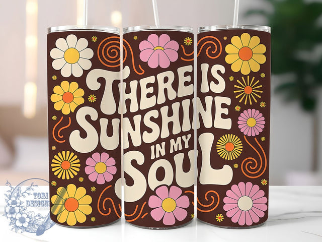 Retro Floral Sunshine 20oz Tumbler, Sunshine Soul Wrap, 20oz Skinny Tumbler, Groovy Floral PNG, Vintage Sunshine Sublimation, Retro Aesthetic Art, Floral Quote Graphic, 70s Style Summer Design Sublimation ToriDesigns 