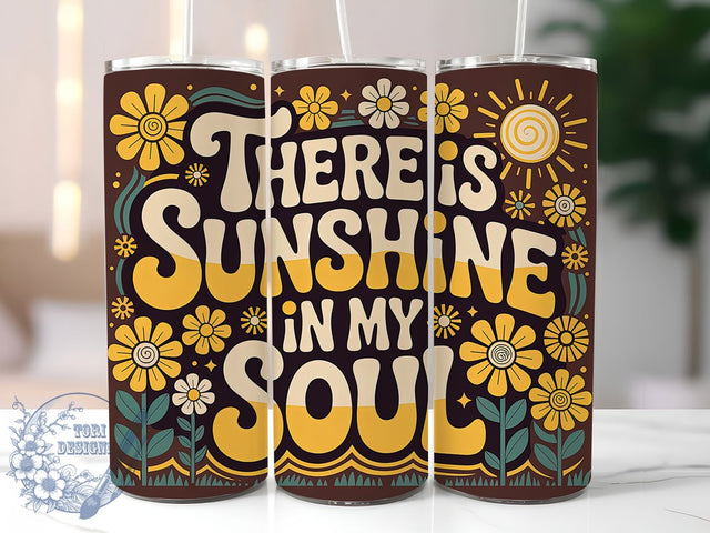 Retro Floral Sunshine 20oz Tumbler, Sunshine Soul Wrap, 20oz Skinny Tumbler, Groovy Floral PNG, Vintage Sunshine Sublimation, Retro Aesthetic Art, Floral Quote Graphic, 70s Style Summer Design Sublimation ToriDesigns 