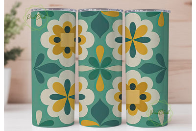 Retro Floral Tumbler Wrap PNG Sublimation PixelChick 