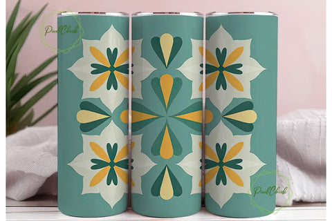 Retro Floral Tumbler Wrap PNG Sublimation PixelChick 