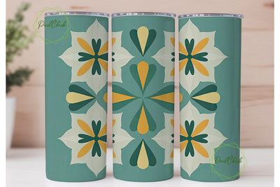Retro Floral Tumbler Wrap PNG Sublimation PixelChick 