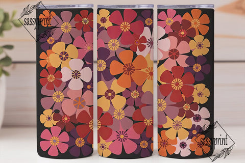 Retro Floral Tumbler Wrap Sublimation sassyprint 